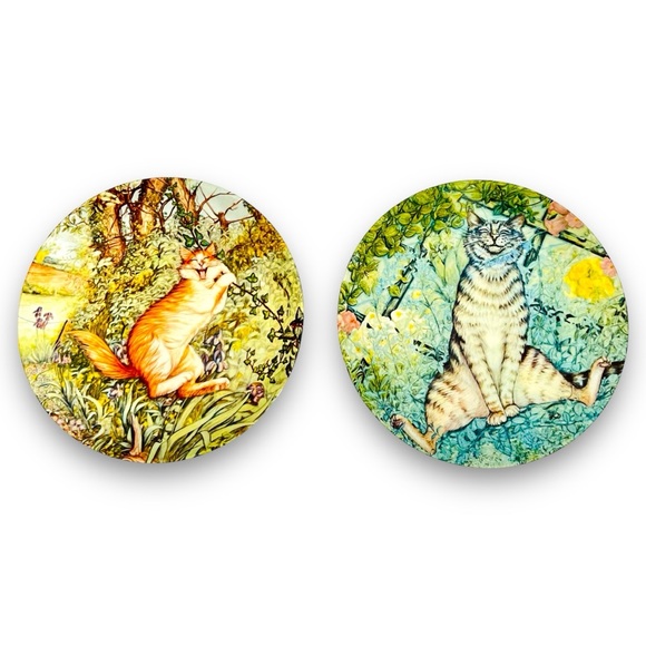 Collectors Plate Zoe’s Cats Plates Sniffer & Tarzan by Zoe Stokes - Picture 1 of 8